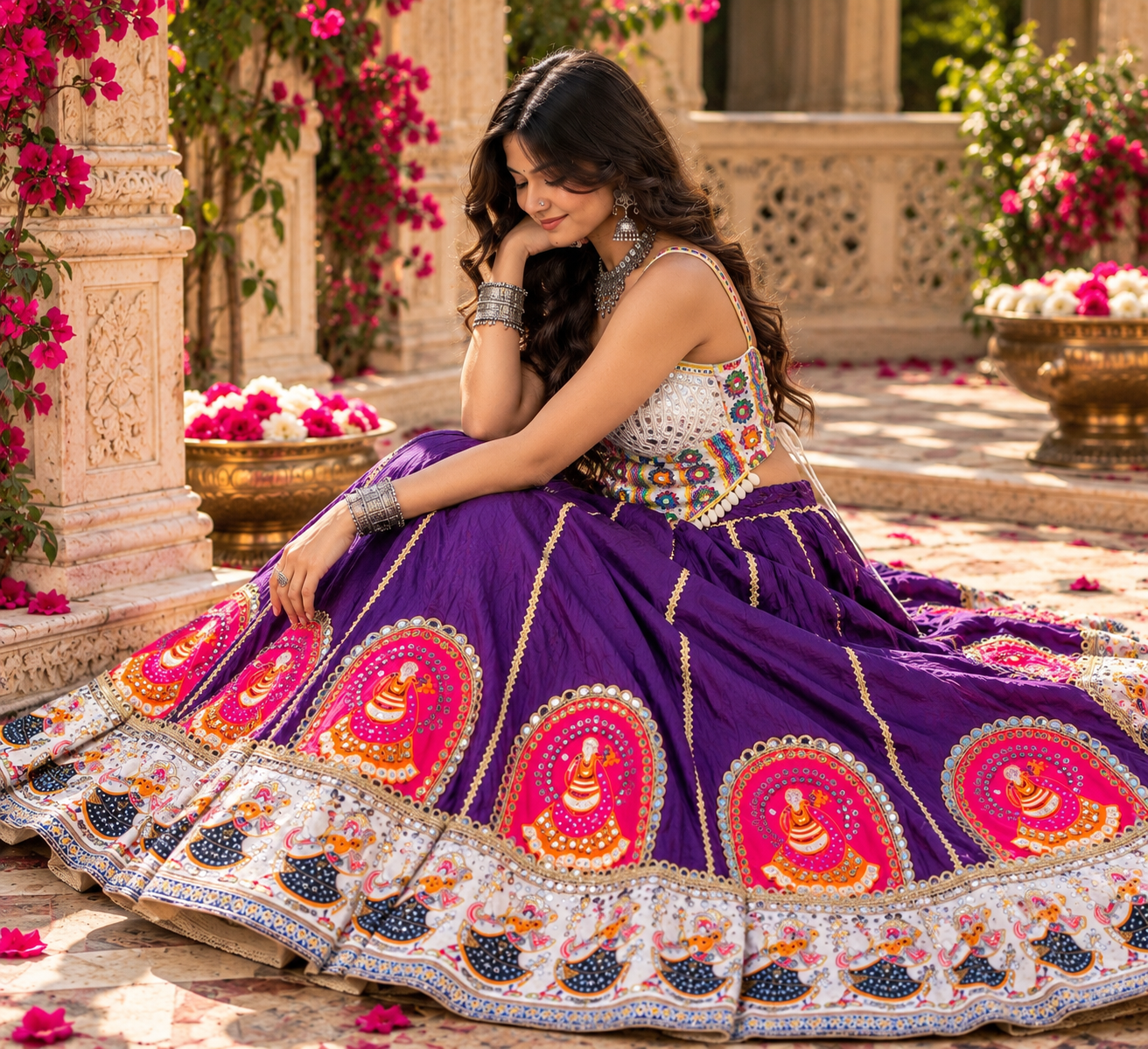 Purple Folk Lehenga