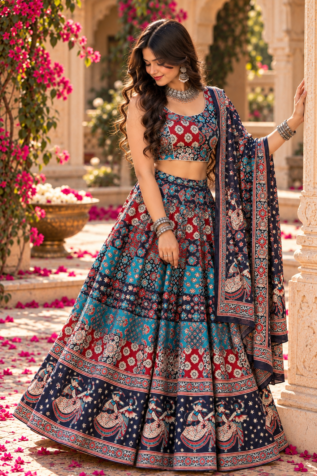 Blue Printed Lehenga